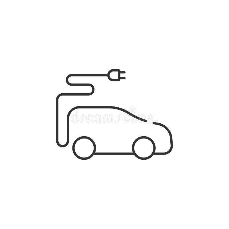 Line Electric Car Icon. Simple Element Illustration. Line Electric Car