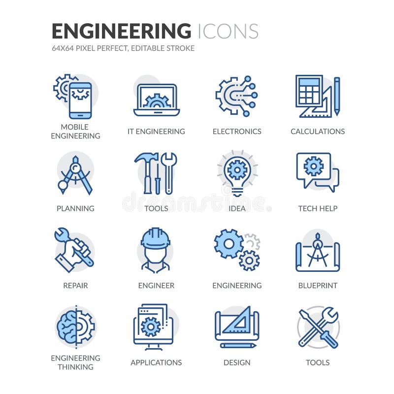 Line Engineering Icons stock illustration