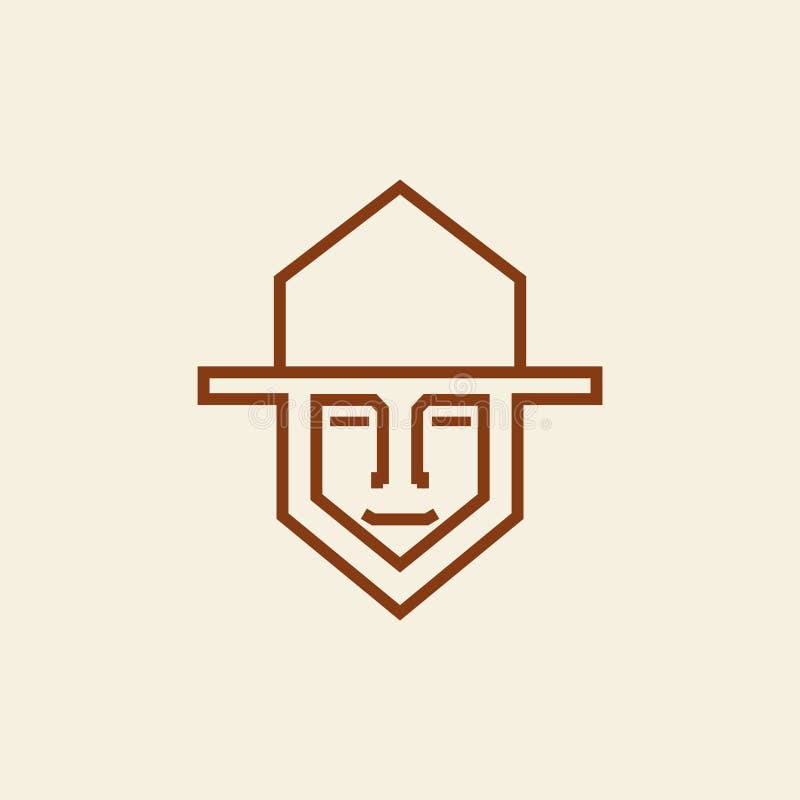 Line face warrior castle logo design, vector graphic symbol icon illustration creative idea royalty free illustration