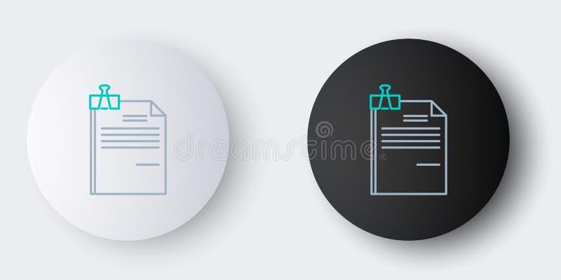 Line File document and binder clip icon isolated on grey background. Checklist icon. Business concept. Colorful outline royalty free illustration