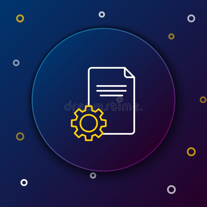 Line File document icon isolated on blue background. Adjusting, service, setting, maintenance, repair, fixing. Colorful royalty free illustration