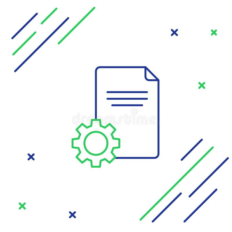 Line File document icon isolated on white background. Adjusting, service, setting, maintenance, repair, fixing. Colorful vector illustration