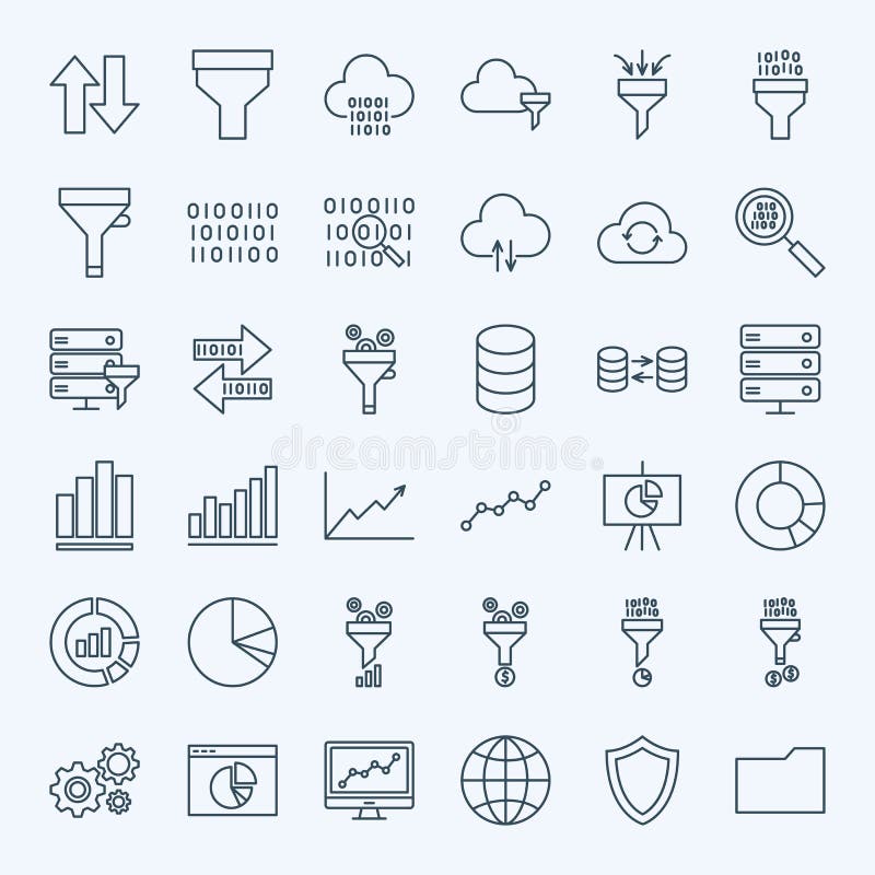 Line Filter Funnel Icons stock illustration