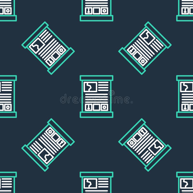 Line Game guide icon isolated seamless pattern on black background. User manual, instruction, guidebook, handbook royalty free illustration