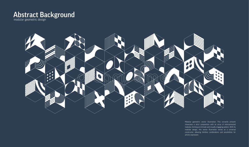 Line Geometric Abstract Background. Simple Isometric Seamless Pattern. Cube, 3d Box, Square and Hexagon Shape Grid stock illustration