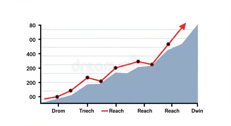 Line graph illustrating data progression across six labeled categories: Drom, Trrech royalty free illustration