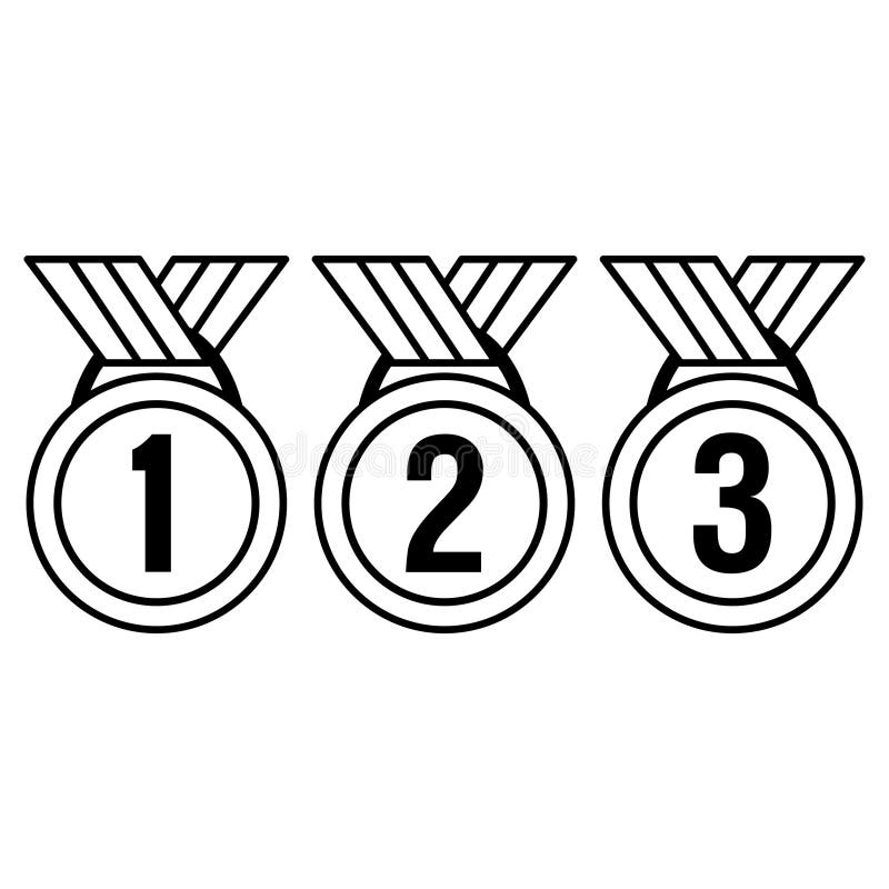 Line icon first, second, and third place medals outline vector vector illustration