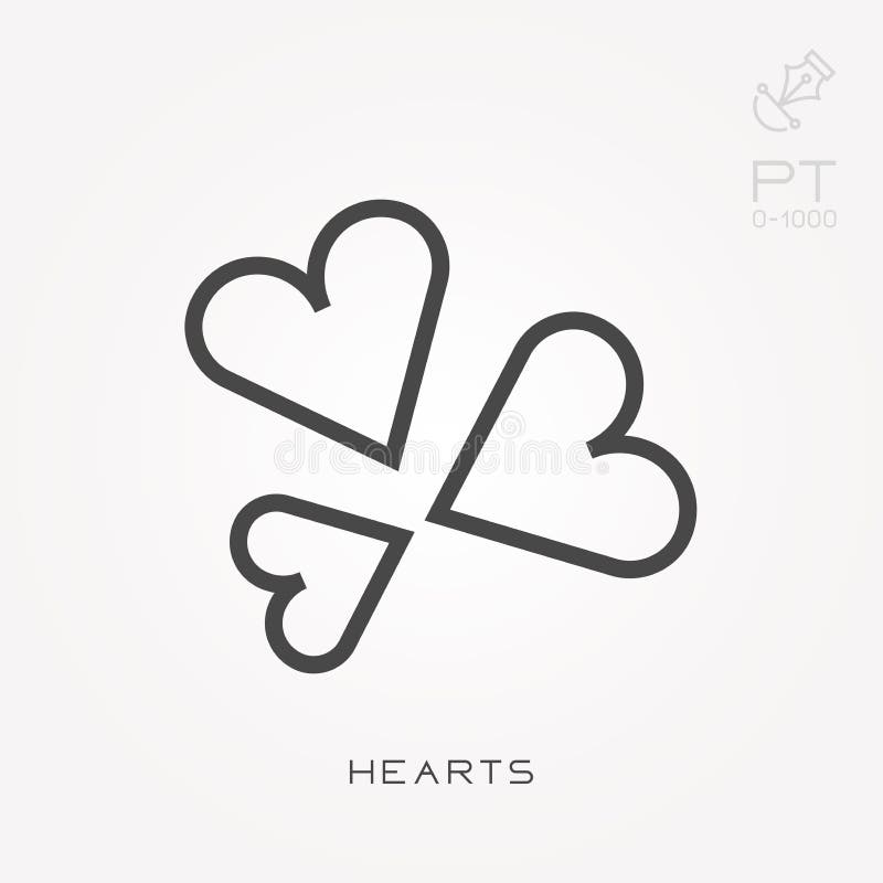 Simple vector illustration with ability to change. Line icon hearts vector illustration