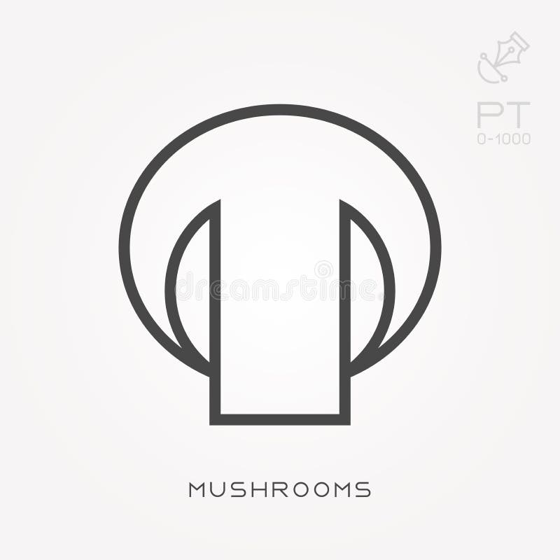 Icon mushrooms. With the ability to change the line thickness. stock illustration