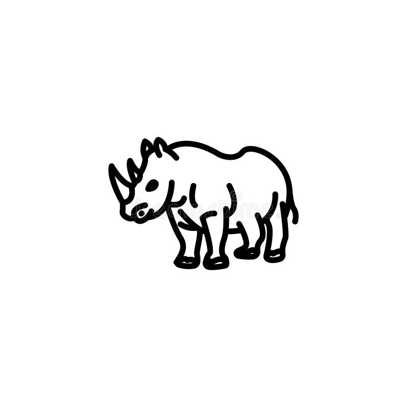 Line icon. Rhinoceros; wild animals vector illustration