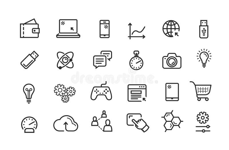 Line icon set. Collection vector black outline logo for mobile apps web or site design royalty free illustration