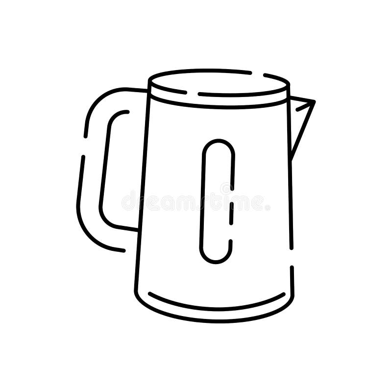Line icon for tea kettle illustrations with editable strokes. This vector graphic has customizable stroke width. Kitchen Household stock illustration