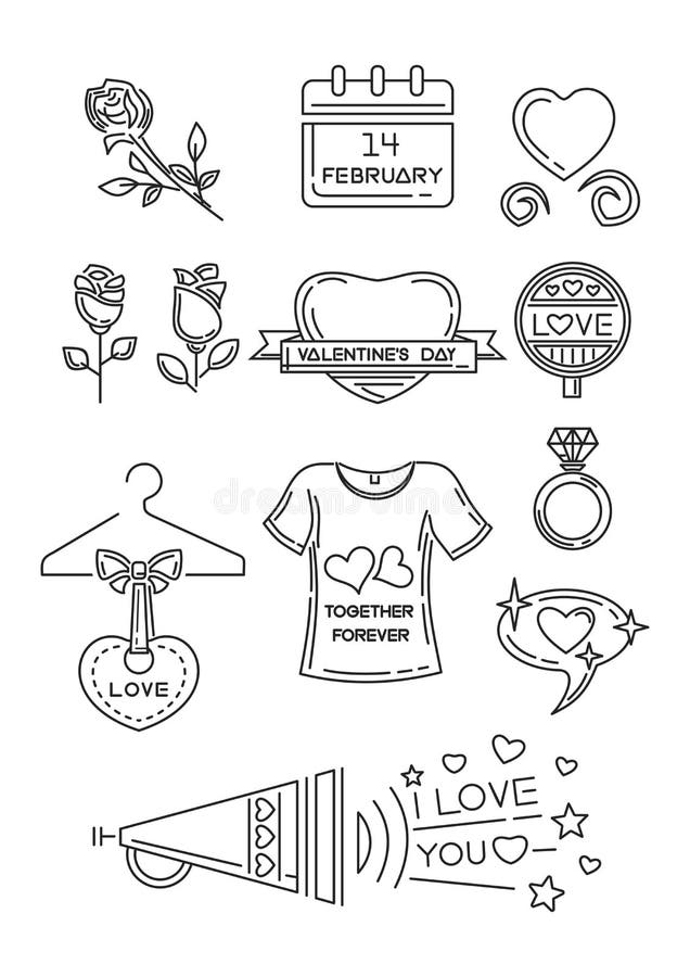 Line icons set for Valentines Day royalty free illustration Line icons set for Valentines Day royalty free illustration