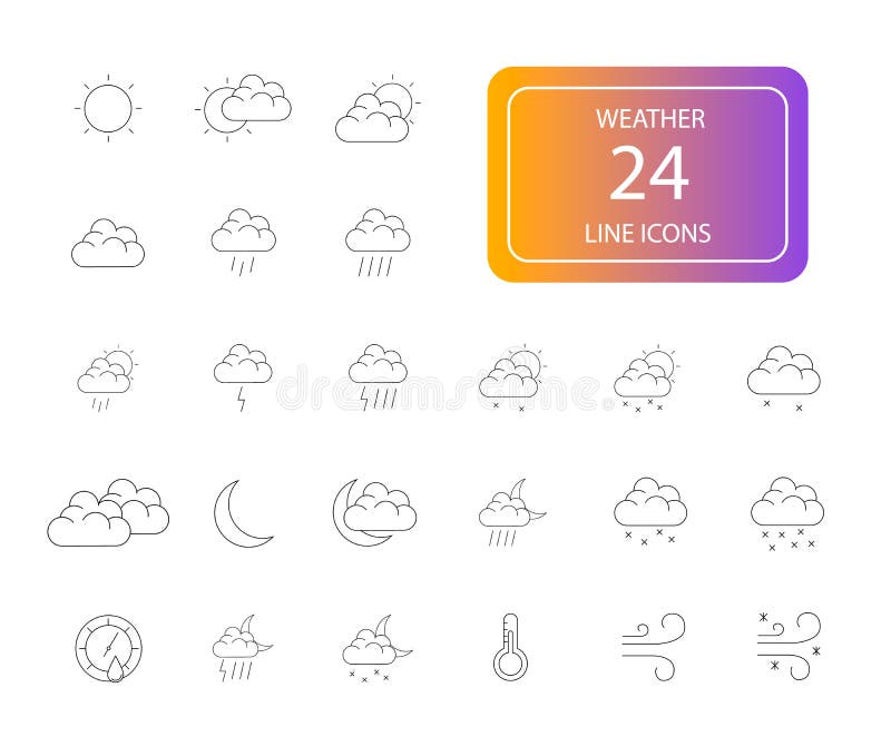 Download Line Icons Set. Weather Pack. Stock Vector - Illustration ...