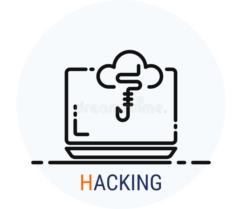 Line Icons Style. Hacker Cyber crime attack Hacking for web design. Vector Pixel Perfect