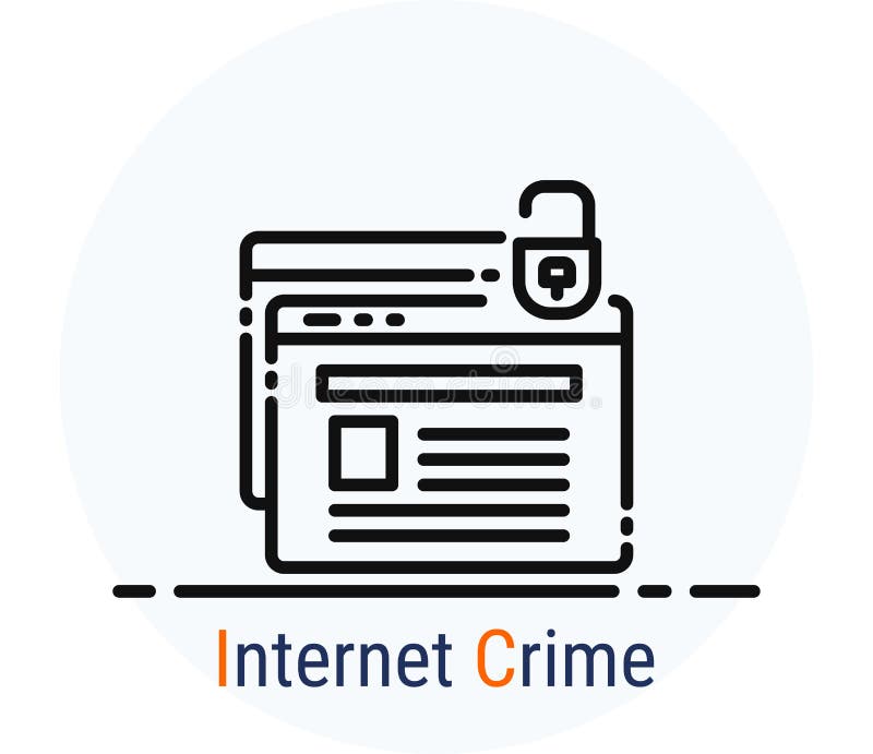 Line Icons Style. Hacker Cyber crime attack Internet Crime for web design stock illustration