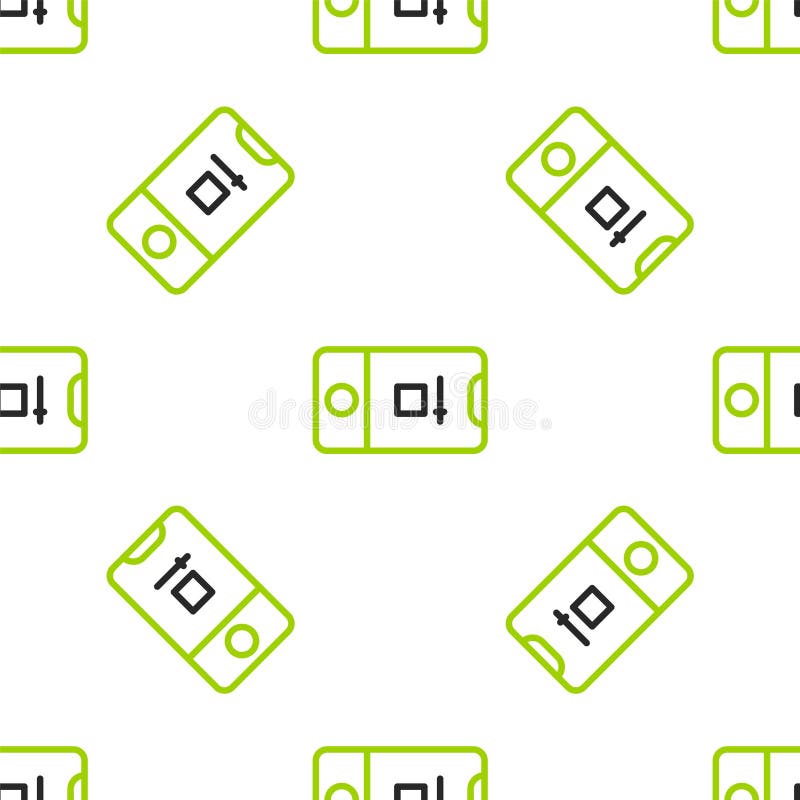 Line Mobile phone with record frame camera icon isolated seamless pattern on white background. Mobile app application vector illustration