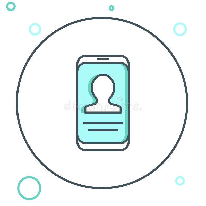 Line Mobile with resume icon isolated on white background. CV application. Searching professional staff. Analyzing royalty free illustration