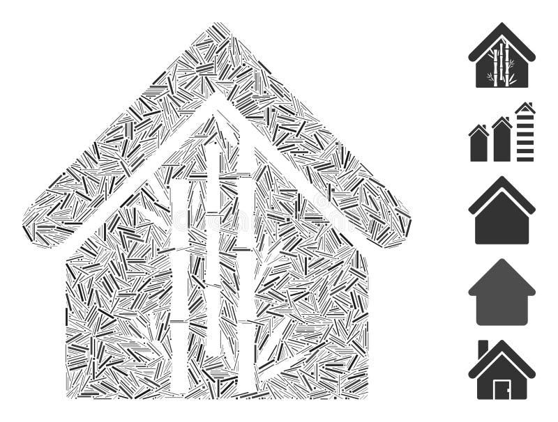 Line Mosaic Bamboo House Icon stock illustration