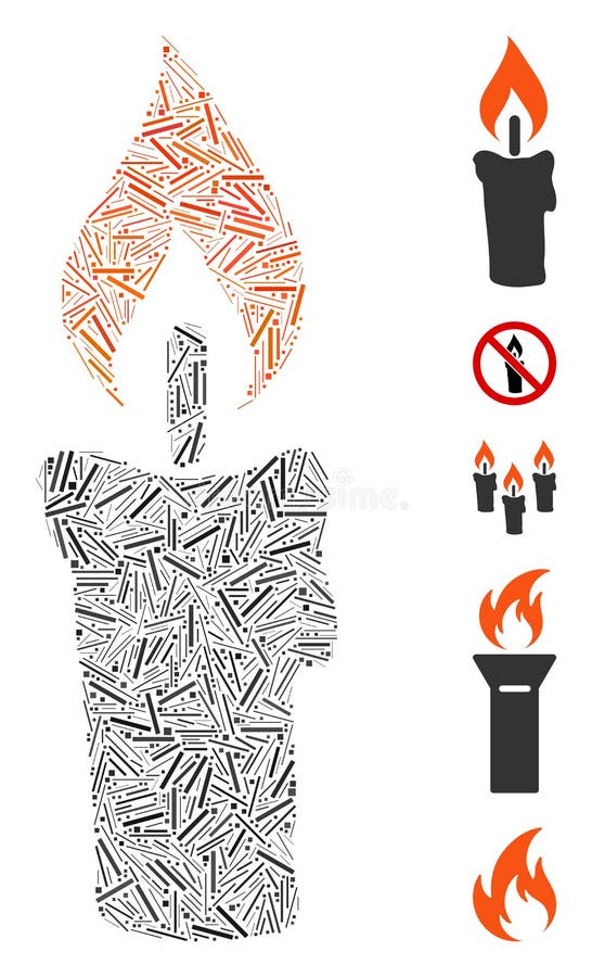 Line Mosaic Candle Icon vector illustration