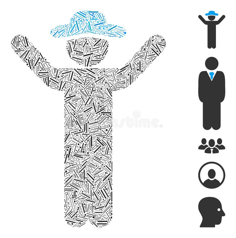 Line Mosaic Hands up Gentleman Icon royalty free illustration