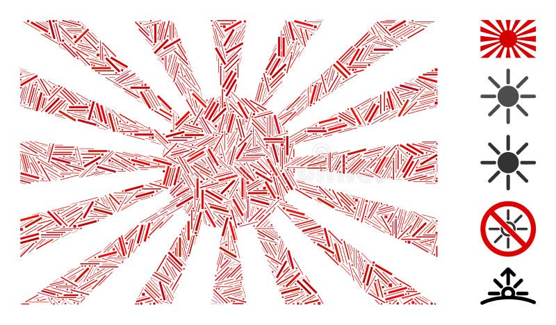 Line Mosaic Japanese Rising Sun Icon vector illustration