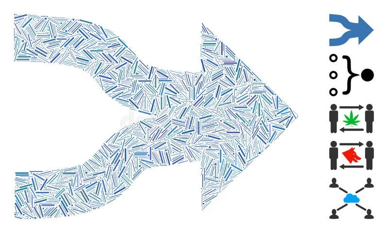 Line Mosaic Join Arrows Icon stock illustration