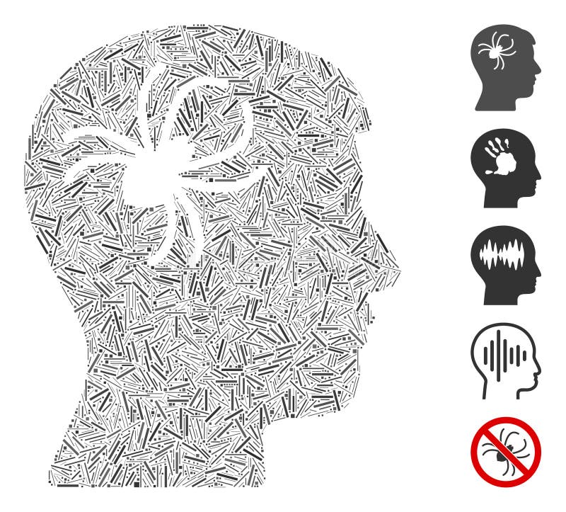 Line Mosaic Mental Parasite Spider Icon royalty free illustration