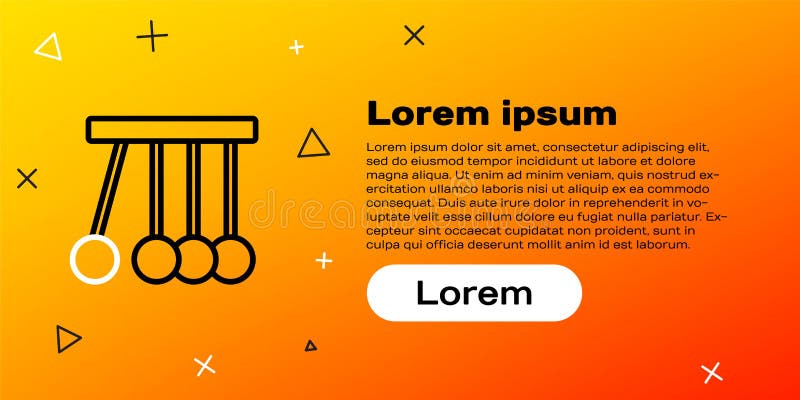 Line Pendulum icon isolated on yellow background. Newtons cradle. Colorful outline concept. Vector royalty free illustration