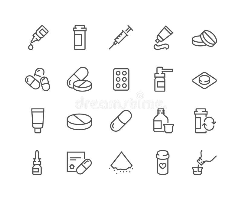 Line Pills Icons royalty free illustration