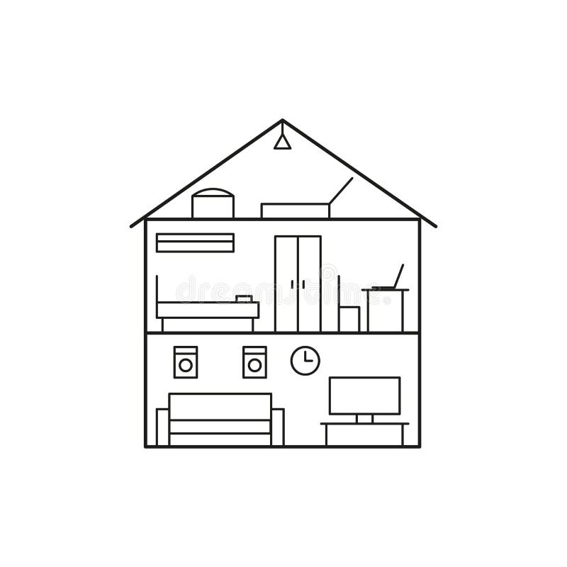 different rooms in a house clipart outline