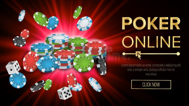 On-line-Poker-Vektor Spielkasino-Fahnen-Zeichen Explosions-Chips, Würfel spielend Jackpot-Kasino-Anschlagtafel, Signage