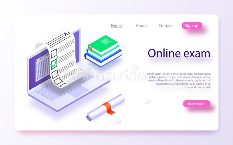 On-line-Prüfungscomputer-Netz-APP Isometrischer Laptop mit Papierdokumentendrucken vom Schirm lizenzfreie abbildung On-line-Prüfungscomputer-Netz-APP Isometrischer Laptop mit Papierdokumentendrucken vom Schirm lizenzfreie abbildung