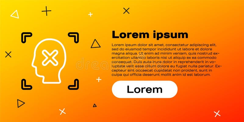 Line Rejection face recognition icon isolated on yellow background. Face identification scanner icon. Facial id. Cyber vector illustration