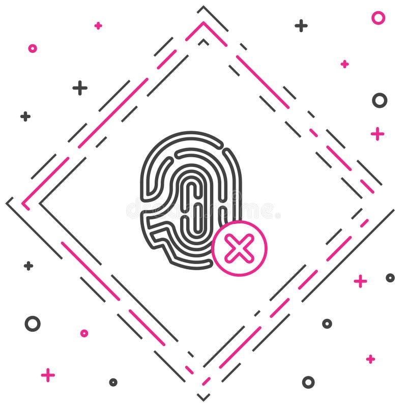 Line Rejection fingerprint icon isolated on white background. Access denied for user concept. Error, fraud stock illustration