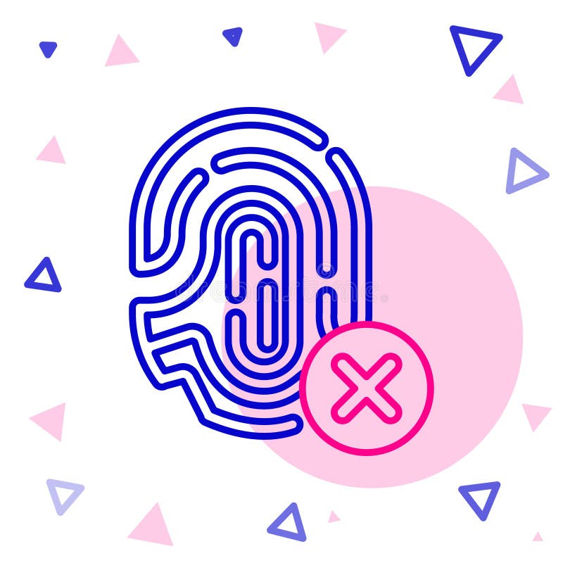 Line Rejection fingerprint icon isolated on white background. Access denied for user concept. Error, fraud royalty free illustration