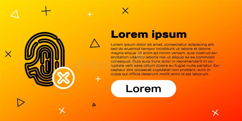 Line Rejection fingerprint icon isolated on yellow background. Access denied for user concept. Error, fraud stock illustration