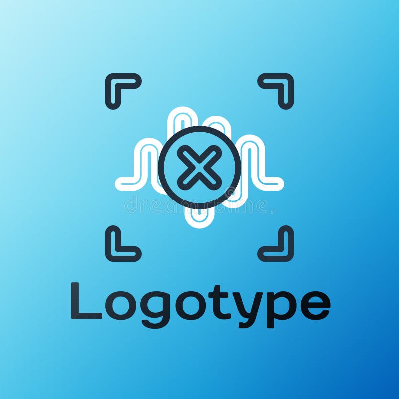Line Rejection voice recognition icon isolated on blue background. Voice biometric access authentication for personal vector illustration