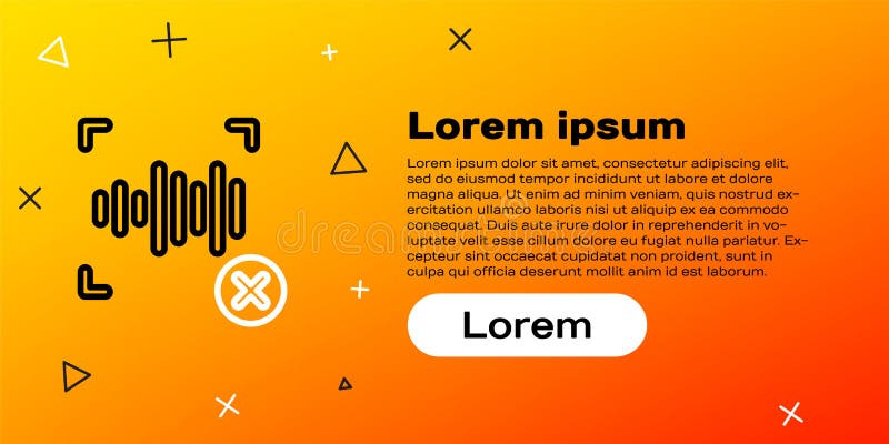 Line Rejection voice recognition icon isolated on yellow background. Voice biometric access authentication for personal stock illustration