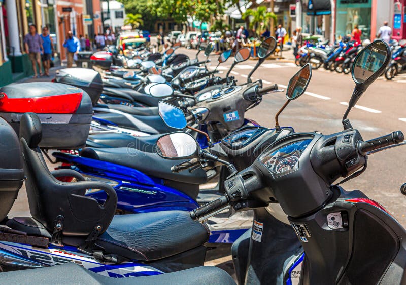 Line of Scooters in Hamilton Bermuda