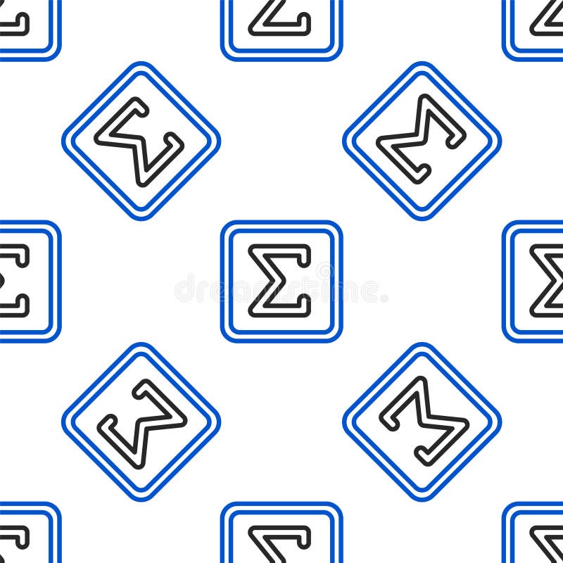 Line Sigma symbol icon isolated seamless pattern on white background. Colorful outline concept. Vector vector illustration