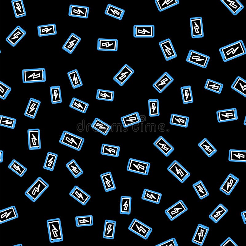Line Smartphone Charging Battery Icon Isolated Seamless Pattern on Black  Background. Phone with a Low Battery Charge Stock Vector - Illustration of  outline, cell: 216779360