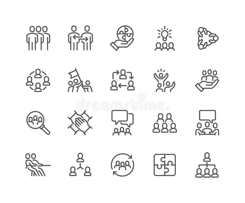 Pictograme de lucru pentru echipa de linie royalty free illustration