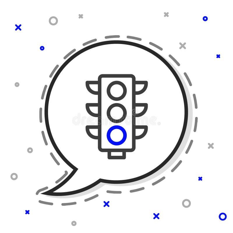 Line Traffic Light Icon Isolated on White Background. Colorful Outline