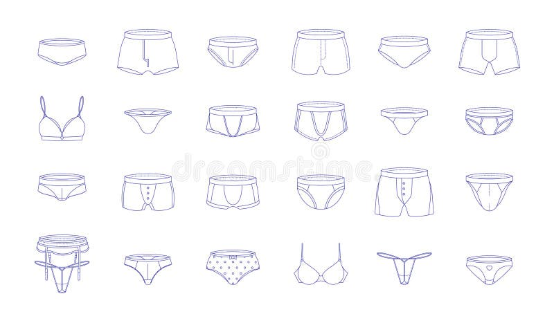 Line Underpants. Outline Male Swimwear Sketch, Mens Underwear Boxer ...