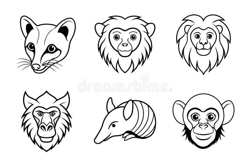 Line-up di icone a testa bianca e nera con icone a testa bianca royalty illustrazione gratis