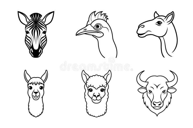Line-up di icone a testa bianca e nera con icone a testa bianca illustrazione vettoriale