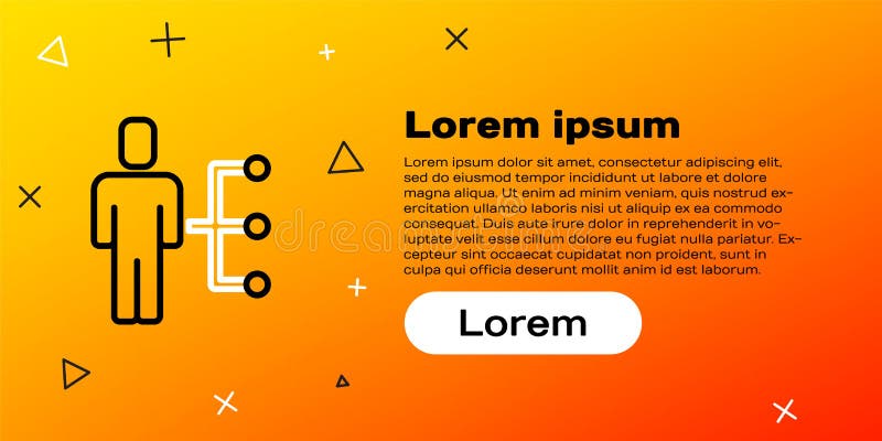 Line User of man in business suit icon isolated on yellow background. Business avatar symbol user profile icon. Male stock illustration
