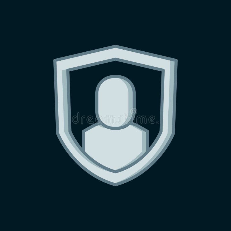 Line User protection icon isolated on black background. Secure user login, password protected, personal data protection stock illustration