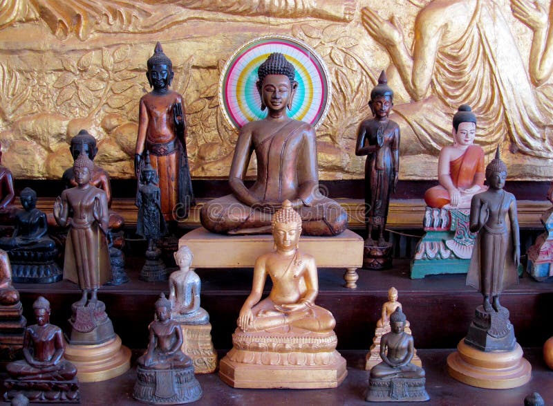 Line of wooden buddha statues stock image Line of wooden buddha statues stock image
